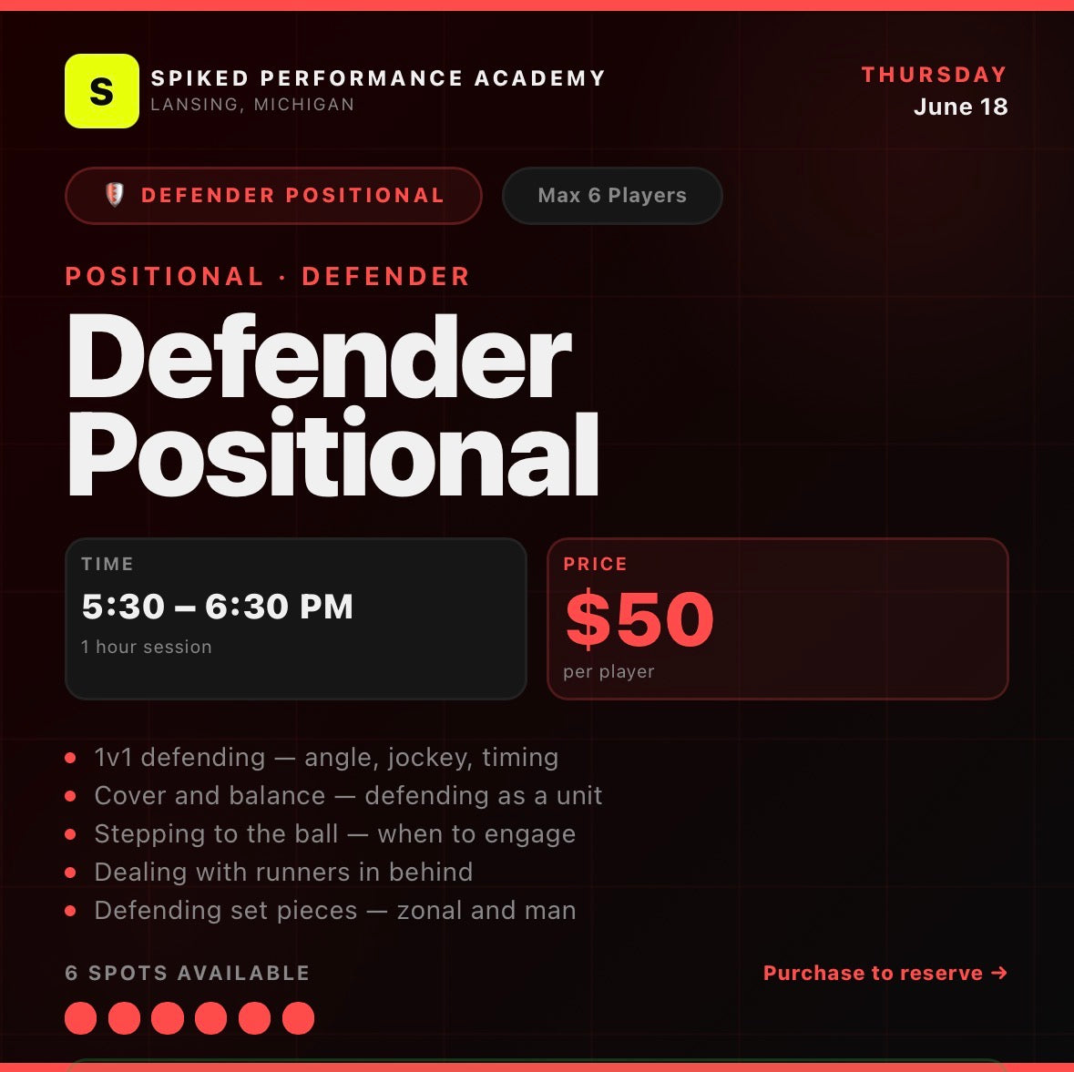 Defender Positional Session - June 18th